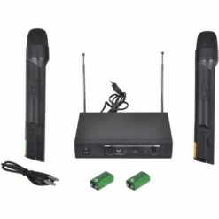 VidaXL Récepteur Avec 2 Microphones Sans Fil VHF - Noir