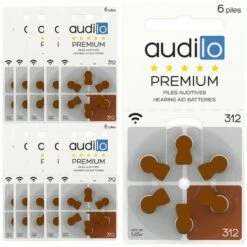 60 Piles Auditives Audilo De Taille 312 (lot De 10 Plaquettes) 0% Mercure