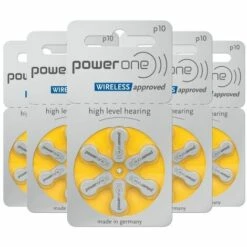 30 Piles Auditives Powerone P10 Sans Mercure, 5 Plaquettes - Jaune