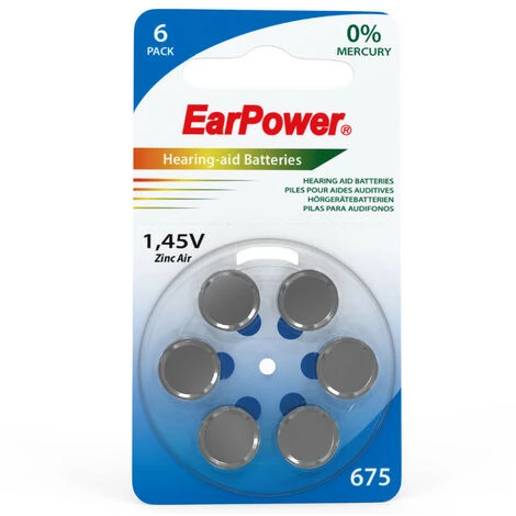 Piles Auditives EarPower A675, 5 Plaquettes - Bleu 4 Piles Auditives EarPower A675, 5 Plaquettes - Bleu – Image 2