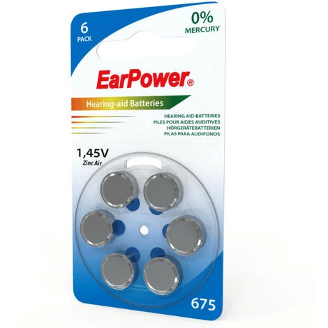 Piles Auditives EarPower A675, 5 Plaquettes - Bleu 5 Piles Auditives EarPower A675, 5 Plaquettes - Bleu – Image 3