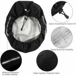 ARSUXEO Casque De Velo Etanche Couverture Avec Bande Reflechissante A Velo Casque De Velo Housse De Pluie Casque Route De Velos Eau De La Couverture Neigeuse, Rouge -Protection auditive et tête Soldes 2022 20278021 5