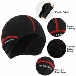 ARSUXEO Sports De Plein Air Hommes Cyclisme Cap Velo Casque De Velo Liner Courir Ski Toison Coupe-Vent Bandana Caps Chapeau D'Hiver, Noir, M -Protection auditive et tête Soldes 2022 20757305 4