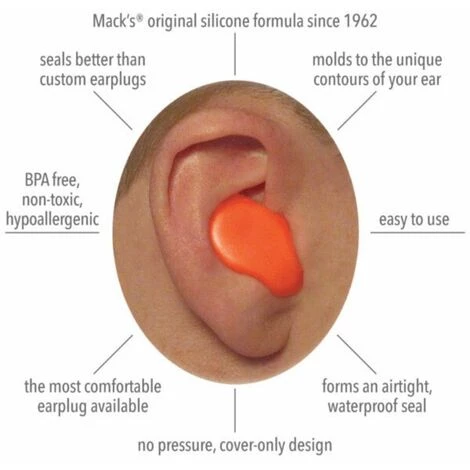 Bouchons D'Oreilles Waterproof Enfant Pour Natation Orange Mack's - Orange 6 Bouchons D'Oreilles Waterproof Enfant Pour Natation Orange Mack's - Orange – Image 4