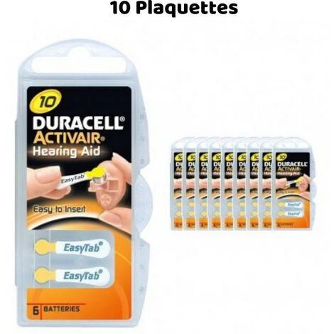 Piles Auditives Duracell Activair 10, 10 Plaquettes - Jaune 4 Piles Auditives Duracell Activair 10, 10 Plaquettes - Jaune – Image 2
