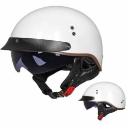 BEARSU Casque Moto Jet Vintage,en Blanc Pour Scooter Chopper Casque De Moto Homme Et Femme Demi-Jet · ECE Homologué Helmets Demi-Jet Helmet Pilot Retro Scooter Chopper L (57-58cm)