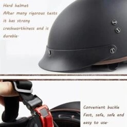 BEARSU Casque Moto Jet Vintage,en Noir Mat Pour Scooter Chopper Casque De Moto Homme Et Femme Demi-Jet · ECE Homologué Helmets Demi-Jet Helmet Pilot Retro Scooter Chopper M(55-56cm) -Protection auditive et tête Soldes 2022 25990819 5
