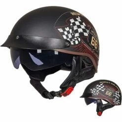 BEARSU Casque Moto Jet Vintage,en Noir Mat Pour Scooter Chopper Casque De Moto Homme Et Femme Demi-Jet · ECE Homologué Helmets Demi-Jet Helmet Pilot Retro Scooter Chopper L(57-58cm)
