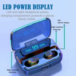 ASUPERMALL F9 Tws Ecouteurs Bt5.0 Sans Fil Casque Sweatproof Sport Mini Oreillettes Noise Cancelling Gaming Headset Led Numerique Bouton D'Affichage De Controle, Noir -Protection auditive et tête Soldes 2022 26318803 5