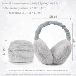 LITZEE Cache-oreilles Pour Femmes - Cache-oreilles En Peluche D'hiver Cache-oreilles Chauds Cache-oreilles Ajustables En Plein Air Cache-oreilles Unisexes De Noël Pliables Gris -Protection auditive et tête Soldes 2022 26467933 4