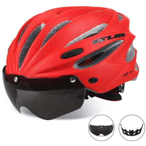 Casque GUB K80 PLUS Avec Verres Gris Rouge 4 Casque GUB K80 PLUS Avec Verres Gris Rouge – Image 2