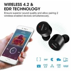 DRILLPRO ELEGIANT Mini écouteurs Bluetooth Sans Fil Casque Stéréo In Ear Headphones Earbuds Intra-auriculaire Mains-libres Avec Microphone NOIR -Protection auditive et tête Soldes 2022 30929288 2