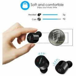 DRILLPRO ELEGIANT Mini écouteurs Bluetooth Sans Fil Casque Stéréo In Ear Headphones Earbuds Intra-auriculaire Mains-libres Avec Microphone NOIR -Protection auditive et tête Soldes 2022 30929288 3