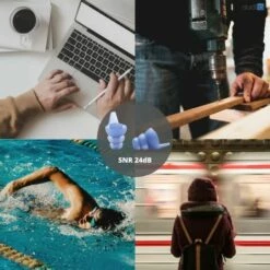 Bouchons D'oreilles Audilo Classic - 23dB, Réutilisables, Lavables, Hygiéniques - Bleu -Protection auditive et tête Soldes 2022 34195327 5