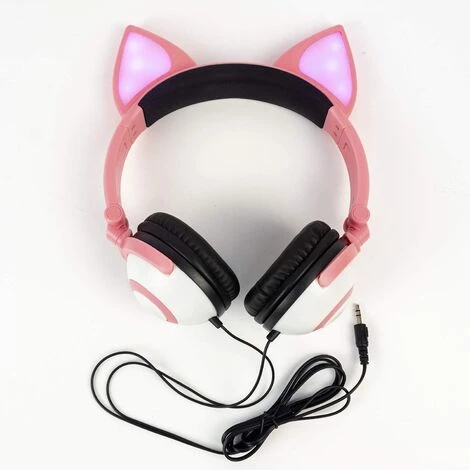 THSINDE Casque Stéréo Filaire Sur L'oreille à Isolation Phonique Avec Oreilles LED Pour Enfants Filles Garçons Compatibles Pour IPad Smartphones Tablet PC Ordinateur MP3 - Rose C 4 THSINDE Casque Stéréo Filaire Sur L'oreille à Isolation Phonique Avec Oreilles LED Pour Enfants Filles Garçons Compatibles Pour IPad Smartphones Tablet PC Ordinateur MP3 - Rose C – Image 2