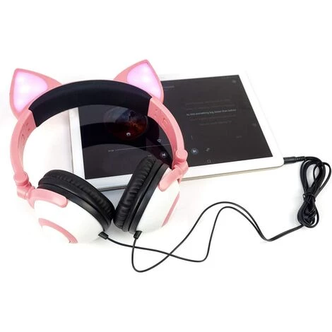 THSINDE Casque Stéréo Filaire Sur L'oreille à Isolation Phonique Avec Oreilles LED Pour Enfants Filles Garçons Compatibles Pour IPad Smartphones Tablet PC Ordinateur MP3 - Rose C 5 THSINDE Casque Stéréo Filaire Sur L'oreille à Isolation Phonique Avec Oreilles LED Pour Enfants Filles Garçons Compatibles Pour IPad Smartphones Tablet PC Ordinateur MP3 - Rose C – Image 3