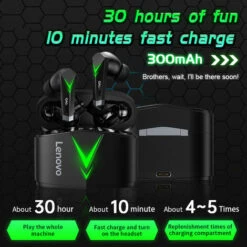 Casque De Jeu Lenovo Lp6 Tws Bt5.0 Ecouteurs Sans Fil 65 Ms A Faible Latence Dsp Reduction Du Bruit Jeu/Musique Ecouteurs Intra-Auriculaires A Double Mode, Noir -Protection auditive et tête Soldes 2022 35184386 4