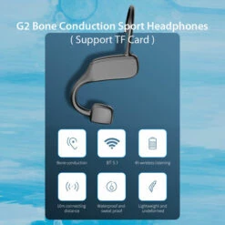 ASUPERMALL G2 Casque Tws A Conduction Osseuse Bt5.1 Casque De Sport Supporte La Carte Tf / Resistant A La Transpiration / Batterie 120Mah / Avec Microphone Casque Sans Fil, Noir -Protection auditive et tête Soldes 2022 35184761 4