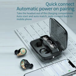 ASUPERMALL Ecouteurs Sans Fil M18 Tws Bt5.0 Casque Intra-Auriculaire Affichage Led Hd Reduction Du Bruit 9D Controle Tactile 3D Ecouteurs Etanches Ipx7 Avec Base De Chargement, Noir -Protection auditive et tête Soldes 2022 35184885 4
