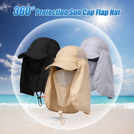 ASUPERMALL Sports De Plein Air Randonnee Pare-Soleil Anti-Ultraviolet Visage Couvre-Cou Peche Chapeau De Soleil, Kaki 3 ASUPERMALL Sports De Plein Air Randonnee Pare-Soleil Anti-Ultraviolet Visage Couvre-Cou Peche Chapeau De Soleil, Kaki