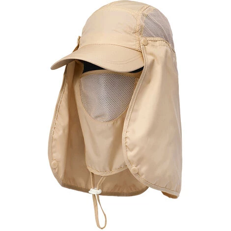 ASUPERMALL Sports De Plein Air Randonnee Pare-Soleil Anti-Ultraviolet Visage Couvre-Cou Peche Chapeau De Soleil, Kaki 4 ASUPERMALL Sports De Plein Air Randonnee Pare-Soleil Anti-Ultraviolet Visage Couvre-Cou Peche Chapeau De Soleil, Kaki – Image 2