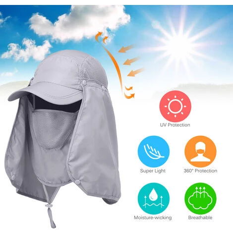 ASUPERMALL Sports De Plein Air Randonnee Pare-Soleil Anti-Ultraviolet Visage Couvre-Cou Peche Chapeau De Soleil, Kaki 5 ASUPERMALL Sports De Plein Air Randonnee Pare-Soleil Anti-Ultraviolet Visage Couvre-Cou Peche Chapeau De Soleil, Kaki – Image 3
