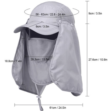 ASUPERMALL Sports De Plein Air Randonnee Pare-Soleil Anti-Ultraviolet Visage Couvre-Cou Peche Chapeau De Soleil, Kaki 7 ASUPERMALL Sports De Plein Air Randonnee Pare-Soleil Anti-Ultraviolet Visage Couvre-Cou Peche Chapeau De Soleil, Kaki – Image 5