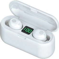 ASUPERMALL Bt5.0 Ecouteurs Sans Fil Ecouteurs Intra-Auriculaires Affichage Led / Reduction Du Bruit Cvc / Controle Tactile / Son Stereo Hifi / Casque De Batterie Externe 1200Mah Avec Casque Micro Compatible Avec Andriod Ios, Blanc - Blanc