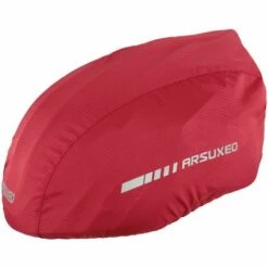 ARSUXEO PC08 Nouveau Couvre-casque Avec Bande Elastique Reflechissante, Rouge - Rouge