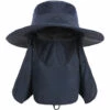 ASUPERMALL Chapeau De Soleil A Larges Bords Avec Couvre-Cou Et Ecran Facial Amovibles, Chapeau De Soleil Avec Rideau Tombant De 10 Cm, Bleu Fonce -Protection auditive et tête Soldes 2022 35610131 1