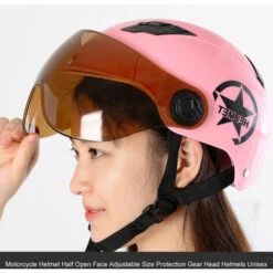 HAPPYSHOPPING Casque De Moto Demi-ouvert Visage Taille Reglable Protection Gear Head Casques Unisexe Blanc, Modele: Blanc 16 -Protection auditive et tête Soldes 2022 36054995 5