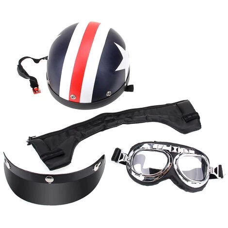 HAPPYSHOP Casque De Moto Demi-ouvert Avec Lunettes Visiere Echarpe Biker Scooter Touring Casque, Modele: Multicolor 26 4 HAPPYSHOP Casque De Moto Demi-ouvert Avec Lunettes Visiere Echarpe Biker Scooter Touring Casque, Modele: Multicolor 26 – Image 2