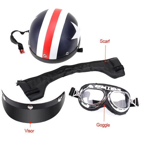 HAPPYSHOP Casque De Moto Demi-ouvert Avec Lunettes Visiere Echarpe Biker Scooter Touring Casque, Modele: Multicolor 26 6 HAPPYSHOP Casque De Moto Demi-ouvert Avec Lunettes Visiere Echarpe Biker Scooter Touring Casque, Modele: Multicolor 26 – Image 4