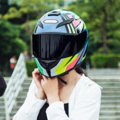 HAPPYSHOPPING Casque De Moto Integral Rapid Street Casque Unisexe Adulte Cool Rider Equipment Four Seasons New Street Touring Casque De Moto Style C Taille M, Modele: 19 -Protection auditive et tête Soldes 2022 36106225 3