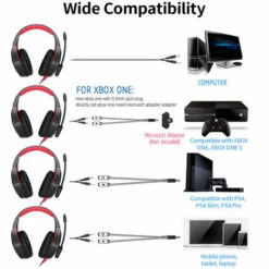 Casque De Jeu Filaire ONIKUMA K1B Casque De Jeu Filaire Avec Unite De Pilote De 50 Mm Micro De Reduction Du Bruit USB + Deux Ports 3,5 Mm, Noir Rouge -Protection auditive et tête Soldes 2022 36733551 4