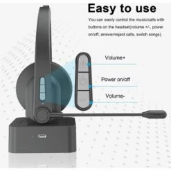 ASUPERMALL OY631 Casque D'oreille Unique Casque Bluetooth Avec Microphone Antibruit Casque Monte Sur La Tete Pour Telephones Portables Tablette PC, Noir -Protection auditive et tête Soldes 2022 36736240 4