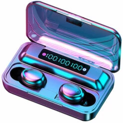 ASUPERMALL F9-12 BT Ecouteurs Sans Fil Couplage Automatique Annulation Du Bruit Fonction De Batterie Externe Etanche A La Transpiration, Brillant Noir