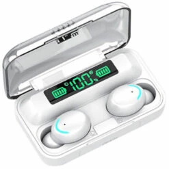 ASUPERMALL F9-5B BT5.0 Ecouteurs Sans Fil Couplage Automatique Annulation Du Bruit Avec Fonction De Batterie Externe Etanche A La Transpiration, Blanche