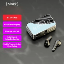 ASUPERMALL A30S Vrai Vraie Stereo Stereo Ecouteurs Hd Miroir Headset Casquette Cvc8.0 Reduction Du Bruit Ecouteurs Semi-In-Ear Avec Jeux Faible Latence Chip / Hifi Sound / Ecouto-Impermeable / A L'Eau Casque De Sport Compatible Avec Ios Android, Noir - Noir