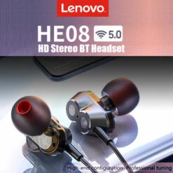 Lenovo He08 Bt 5.0 Casque A Nuages ​​Sans Fil Avec Dual Dynamic + 4 Haut-Parleurs / Reduction Du Bruit Hifi Stereo Stereo Ecouteur Sport Ecouto-Impermeable Casque Magnetique Avec Micro Compatible Avec Ios / Android, Blanc - Blanc -Protection auditive et tête Soldes 2022 36744773 3