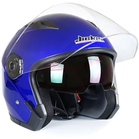 Jiekai Casque De Moto Open Face Racing Casque D'Equitation Vintage Avec Double Lentille Pour Hommes Et Femmes, Taille Xl, Bleu 3 Jiekai Casque De Moto Open Face Racing Casque D'Equitation Vintage Avec Double Lentille Pour Hommes Et Femmes, Taille Xl, Bleu