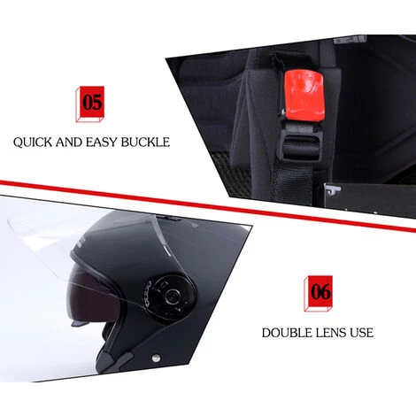 Jiekai Casque De Moto Open Face Racing Casque D'Equitation Vintage Avec Double Lentille Pour Hommes Et Femmes, Taille Xl, Bleu 7 Jiekai Casque De Moto Open Face Racing Casque D'Equitation Vintage Avec Double Lentille Pour Hommes Et Femmes, Taille Xl, Bleu – Image 5