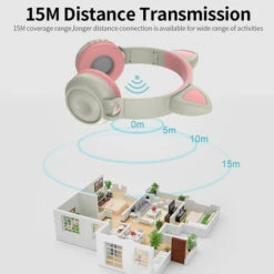 ASUPERMALL Zw-028 Sans Fil Bt Casque Chat Oreille Eclairage Pliant Portable Stereo Sport Casque De Jeu Carte Tf / Mode Filaire Bleu Et Vert -Protection auditive et tête Soldes 2022 36859683 4