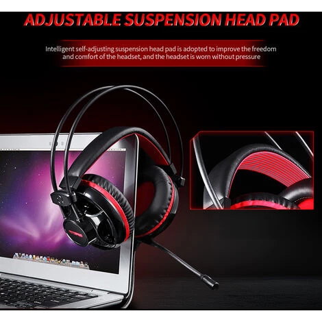 Casque De Jeu Avec Casque Filaire Motospeed H11 Avec Unite De Pilote 50Mm Microphone A Reduction De Bruit Lumiere Led Cache-Oreilles Respirants, Noir Rouge 7 Casque De Jeu Avec Casque Filaire Motospeed H11 Avec Unite De Pilote 50Mm Microphone A Reduction De Bruit Lumiere Led Cache-Oreilles Respirants, Noir Rouge – Image 5