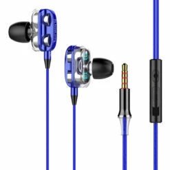ASUPERMALL A4 Filaire Ecouteur Double Pilote 3,5 Mm Port Basse Stereo Intra-Auriculaire Sport Ecouteur Etanche (Version A Quatre Haut-Parleurs, Bleu), Version Bleue, Quatre Haut-Parleurs
