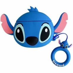 ASUPERMALL Etui Pour Ecouteurs Compatible Avec Apple Airpods Boite De Chargement 3D Dessin Anime Mignon Couverture Complete Casque En Silicone Housse De Protection Casque Accessoires, Bleu