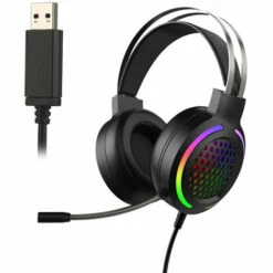 ASUPERMALL Casque De Jeu Usb 7.1 Canal Stereo Sur L'Oreille Casque Ecouteurs E-Sports Avec Microphone Bandeau Reglable Pour Pc De Bureau, Le Noir