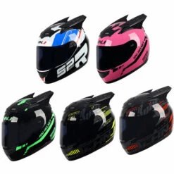 ASUPERMALL Casque De Velo De Rue De Moto De Pleine Face Leger Et Compact De Mode Adulte Approuve Par Le Dot Pour La Protection De Securite De Cyclisme De Course De Moto, Rouge Bleu -Protection auditive et tête Soldes 2022 36916246 5