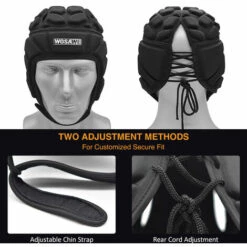 WOSAWE Casque De Gardien De But Reglable Sports Football Football Rugby Casque De Gardien De But Casque De Protection Chapeau Protecteur De Tete, Modele: M - Modele:M -Protection auditive et tête Soldes 2022 36981676 4