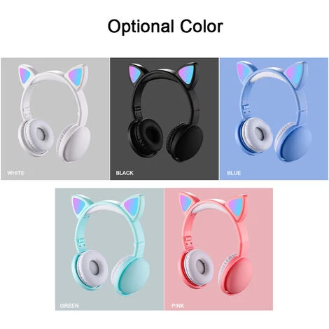 ASUPERMALL Led Cat Ear Headphones Rgb Color Bluetooth 5.0 Casques Antibruit Pliable Adultes Enfants Ecouteurs Avec Micro, Blanche 6 ASUPERMALL Led Cat Ear Headphones Rgb Color Bluetooth 5.0 Casques Antibruit Pliable Adultes Enfants Ecouteurs Avec Micro, Blanche – Image 4